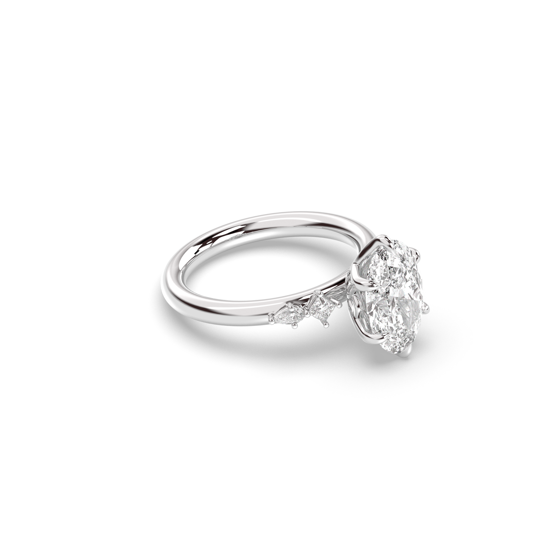 Marquise Shaped Three Stone Lab Grown Diamond Engagement Ring