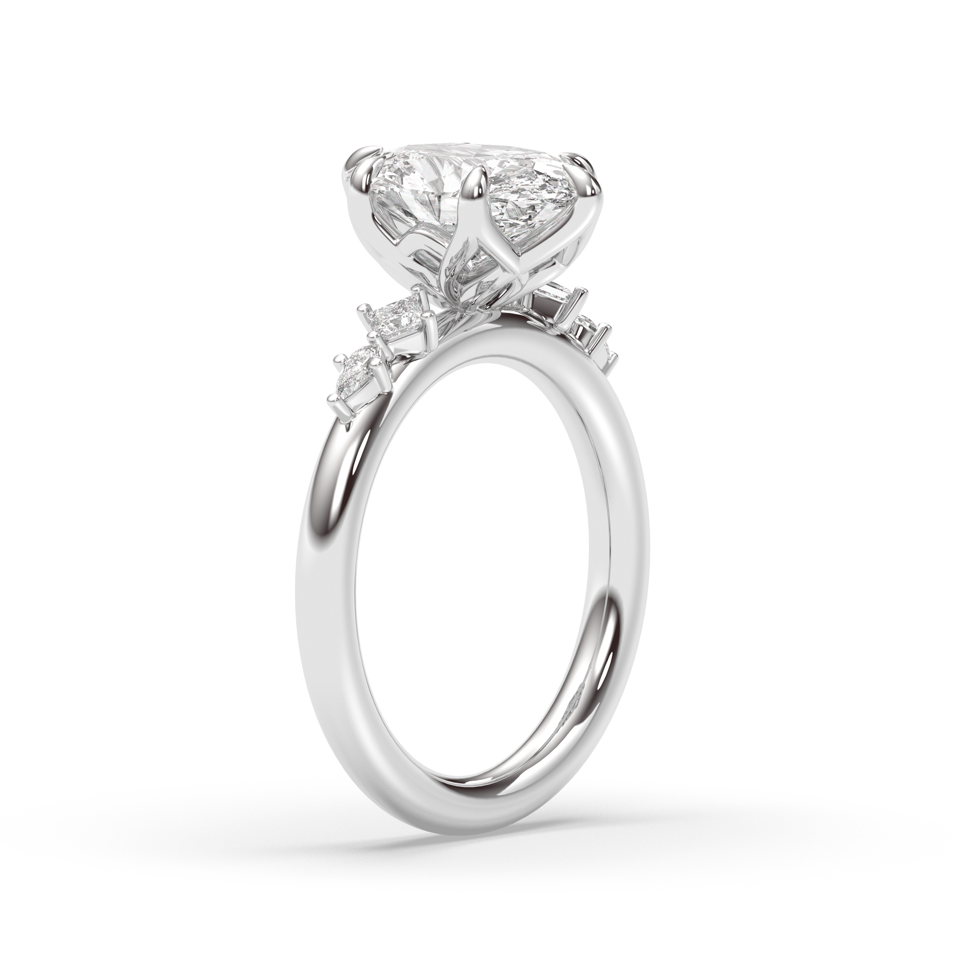 Marquise Shaped Three Stone Lab Grown Diamond Engagement Ring