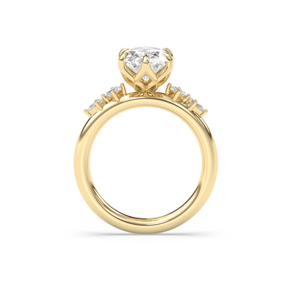 Marquise Shaped Three Stone Lab Grown Diamond Engagement Ring