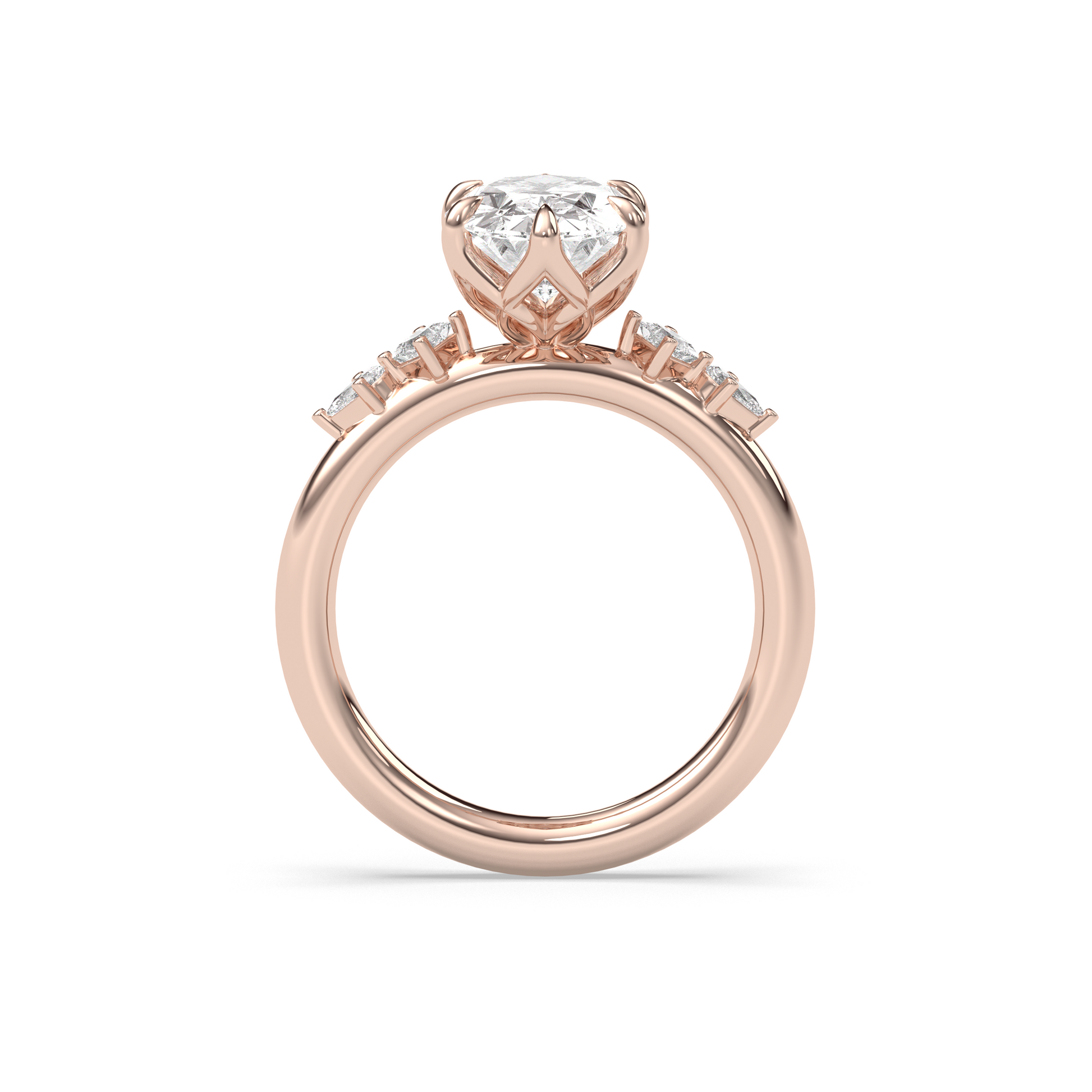 Marquise Shaped Three Stone Lab Grown Diamond Engagement Ring