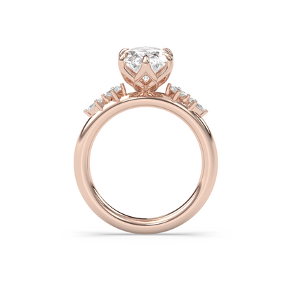 Marquise Shaped Three Stone Lab Grown Diamond Engagement Ring