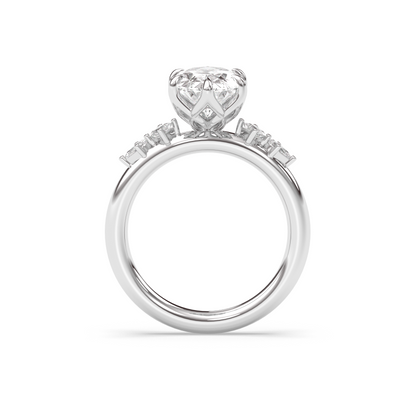 Marquise Shaped Three Stone Lab Grown Diamond Engagement Ring