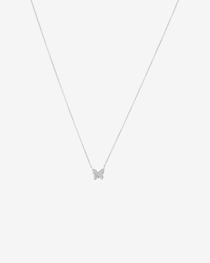 0.05 TCW Round Cut Butterfly Style Moissanite Necklace 1