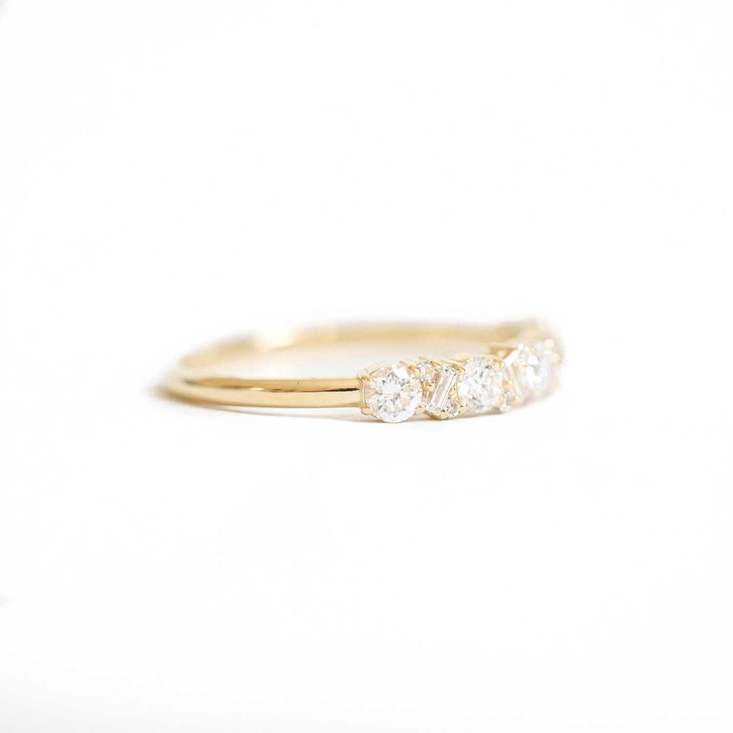 0.25 TCW Round Shaped Half Eternity Lab Grown Diamond Wedding Band