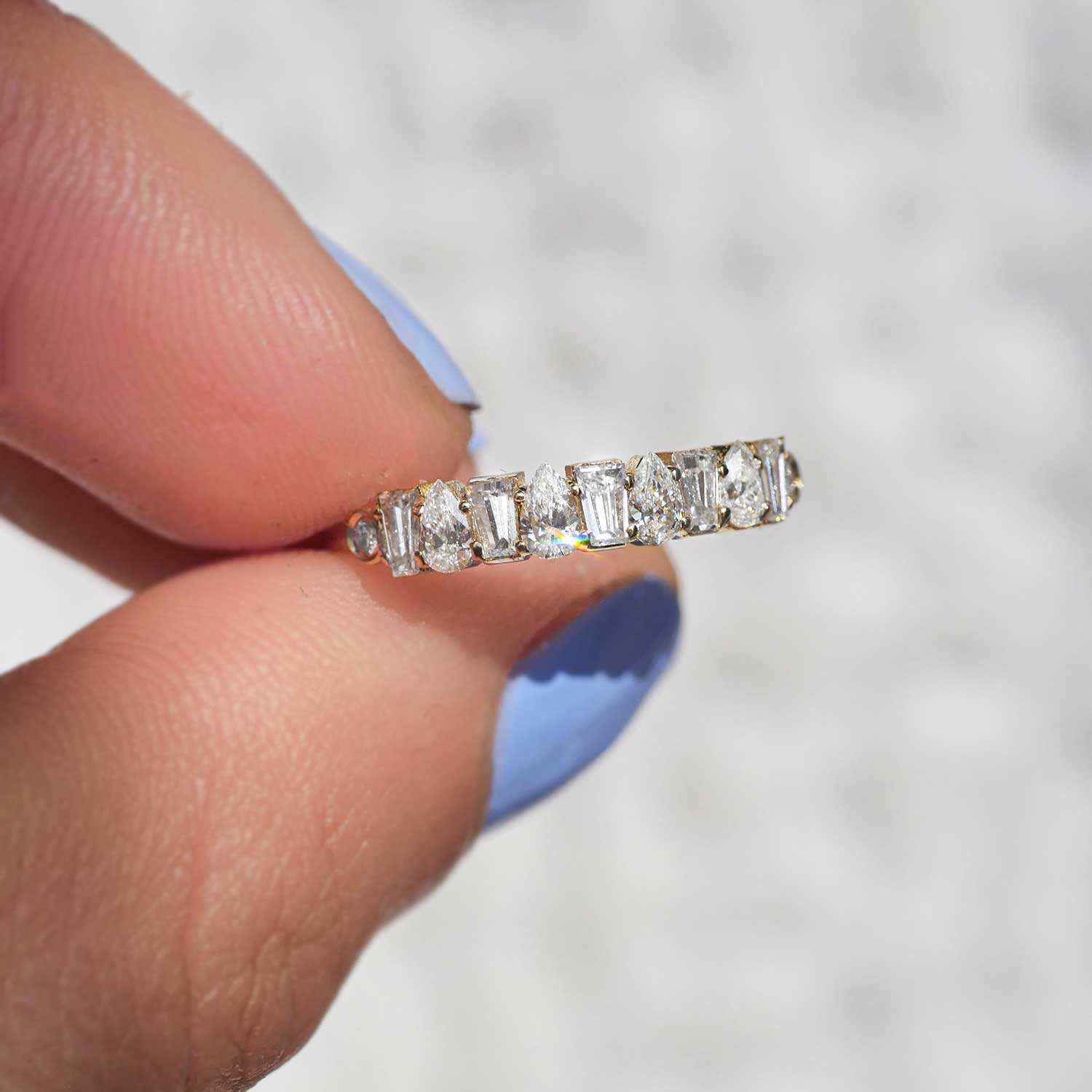 0.25 TCW Round Shaped Half Eternity Lab Grown Diamond Wedding Band