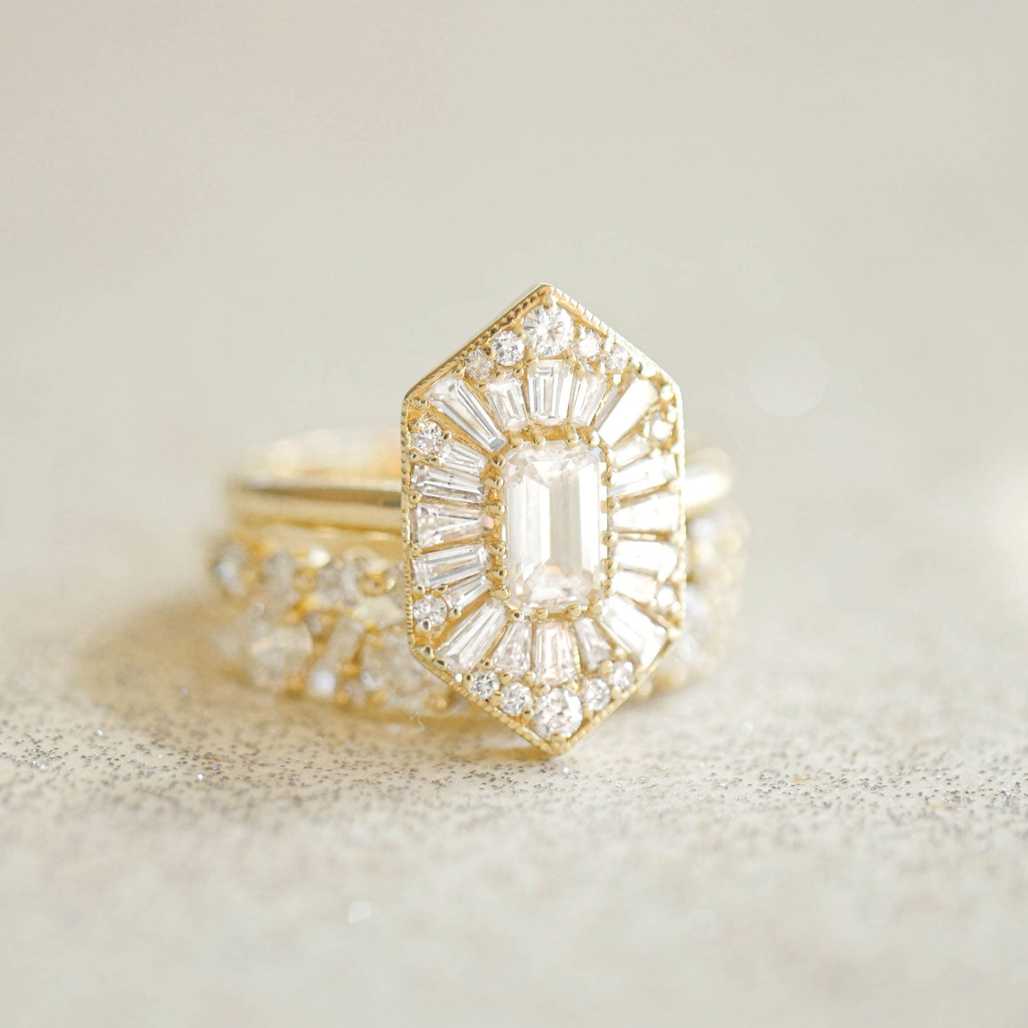 Marquise Shaped Three Stone Lab Grown Diamond Engagement Ring