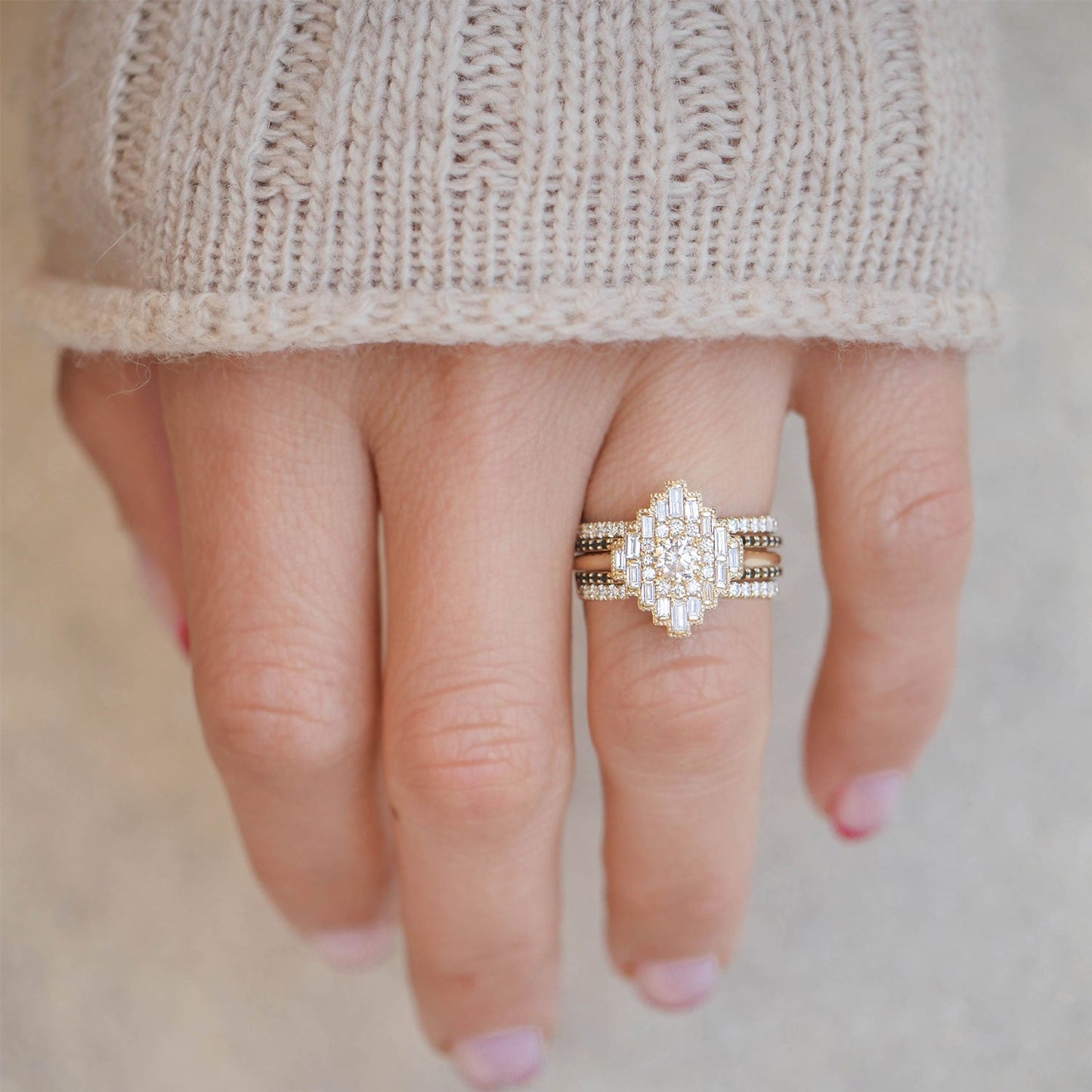 Marquise Shaped Three Stone Lab Grown Diamond Engagement Ring