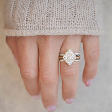 Marquise Shaped Three Stone Lab Grown Diamond Engagement Ring