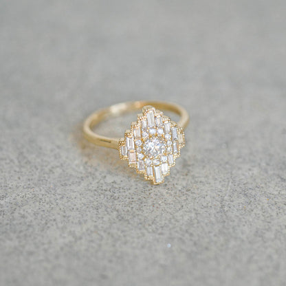 Marquise Shaped Three Stone Lab Grown Diamond Engagement Ring