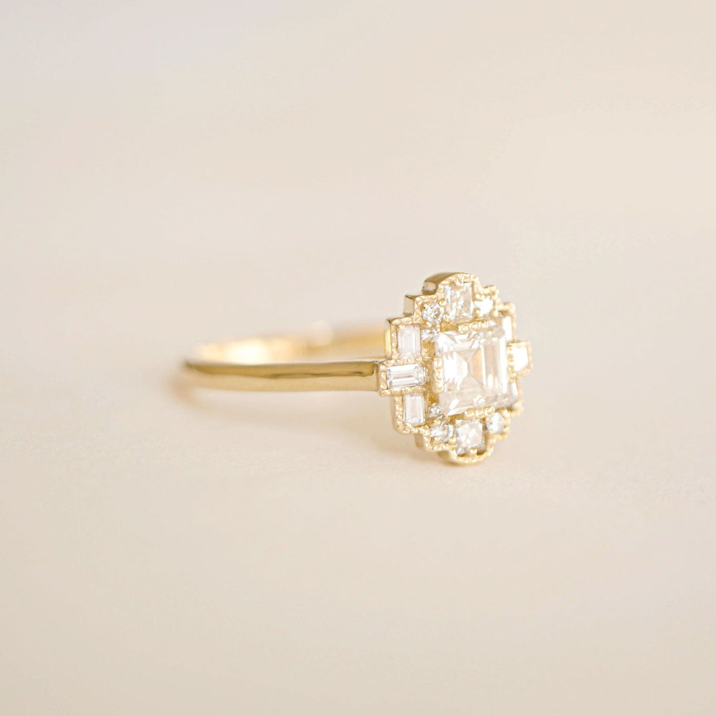 Marquise Shaped Three Stone Lab Grown Diamond Engagement Ring