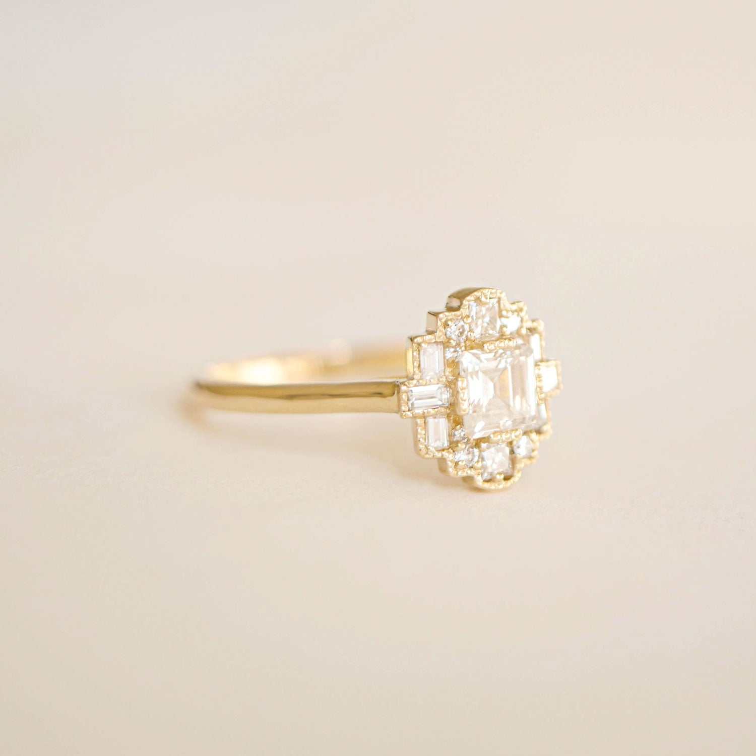 Marquise Shaped Three Stone Lab Grown Diamond Engagement Ring