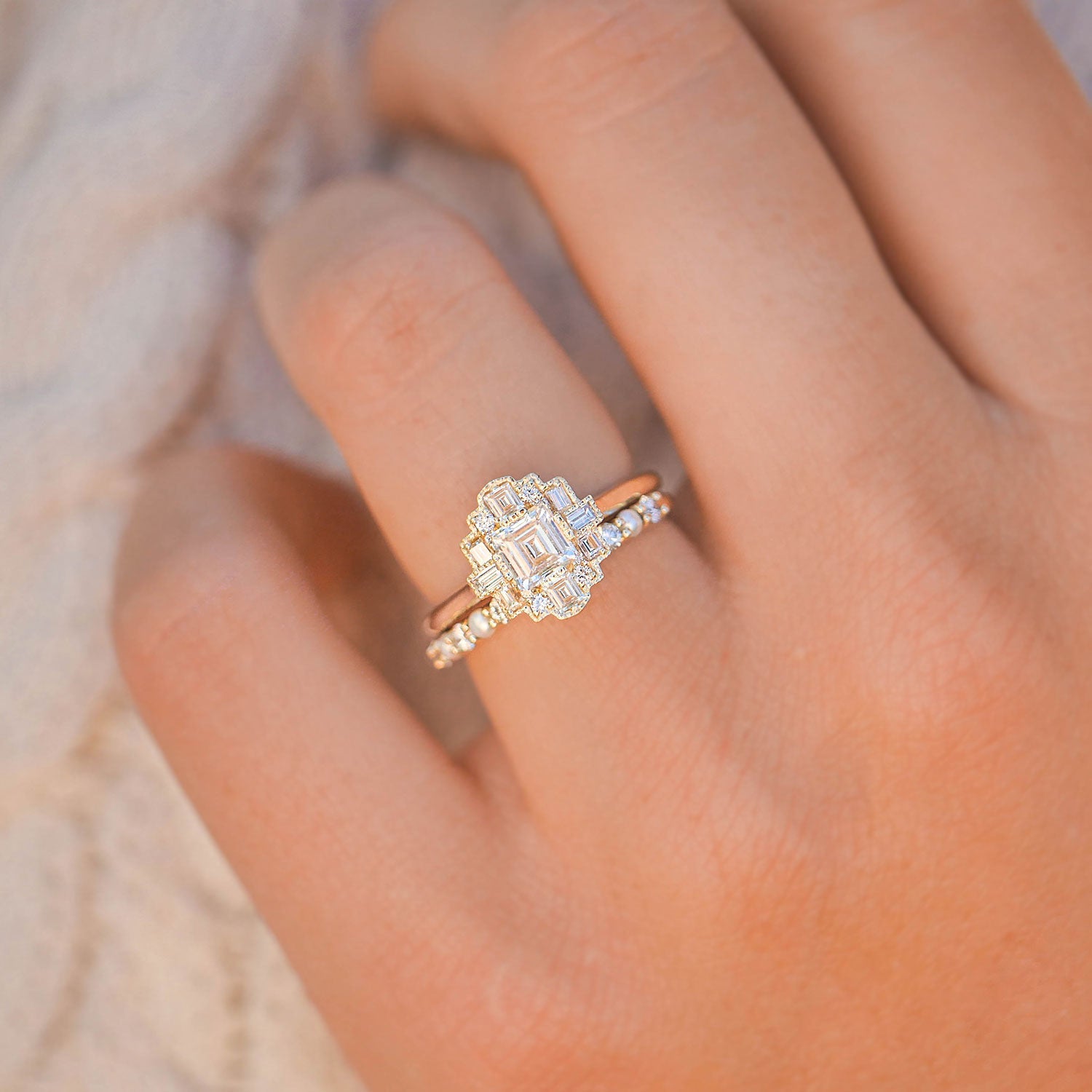 Marquise Shaped Three Stone Lab Grown Diamond Engagement Ring