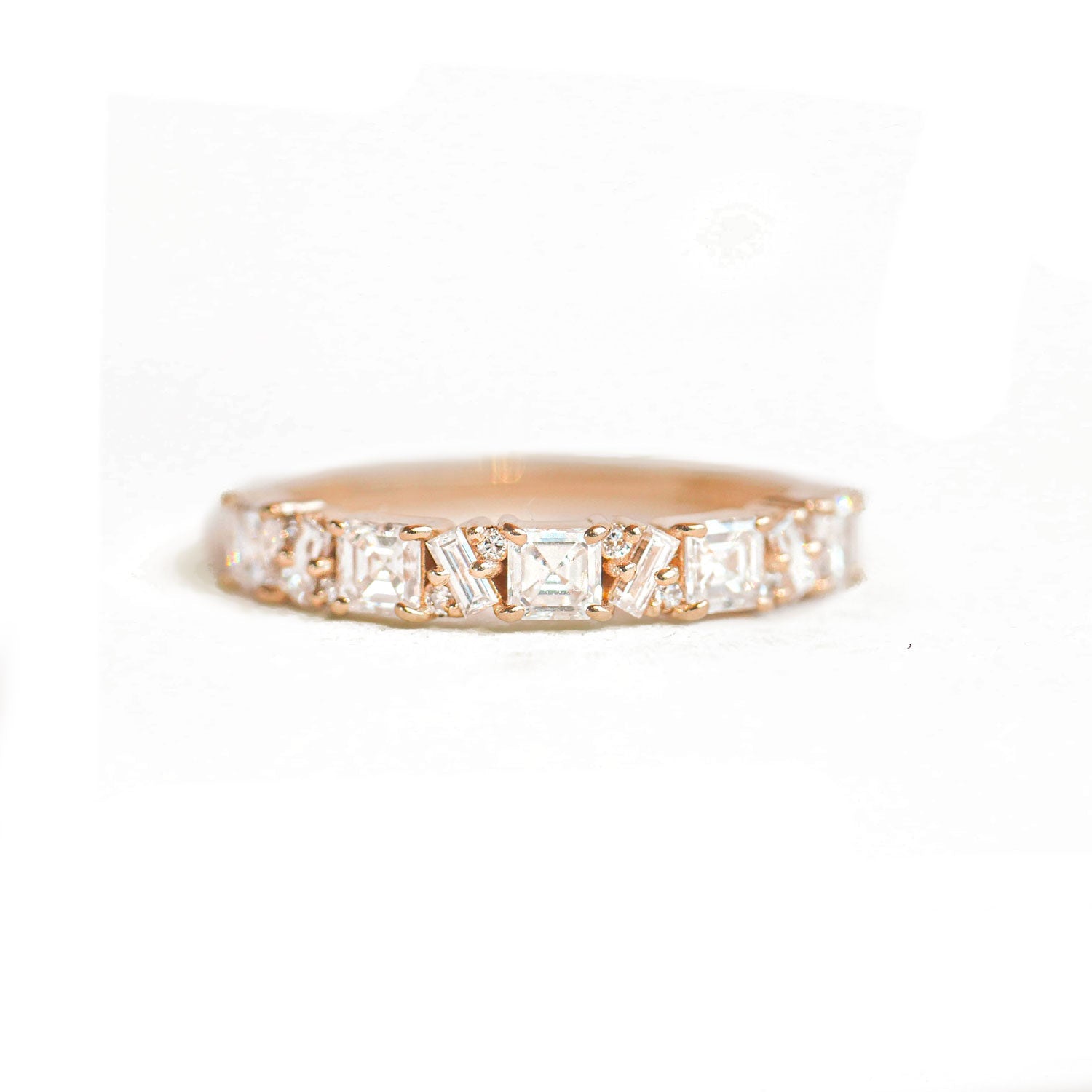 0.25 TCW Round Shaped Half Eternity Lab Grown Diamond Wedding Band