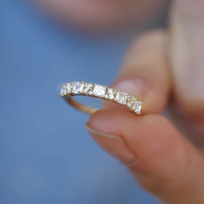 0.25 TCW Round Shaped Half Eternity Lab Grown Diamond Wedding Band