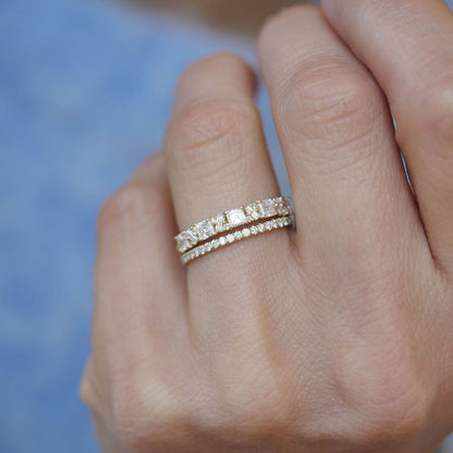 0.25 TCW Round Shaped Half Eternity Lab Grown Diamond Wedding Band