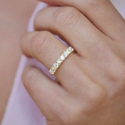 0.25 TCW Round Shaped Half Eternity Lab Grown Diamond Wedding Band