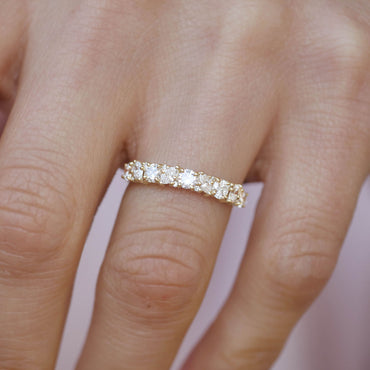 0.25 TCW Round Shaped Half Eternity Lab Grown Diamond Wedding Band