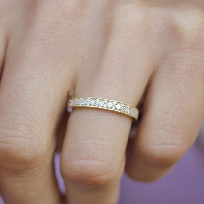 0.25 TCW Round Shaped Half Eternity Lab Grown Diamond Wedding Band