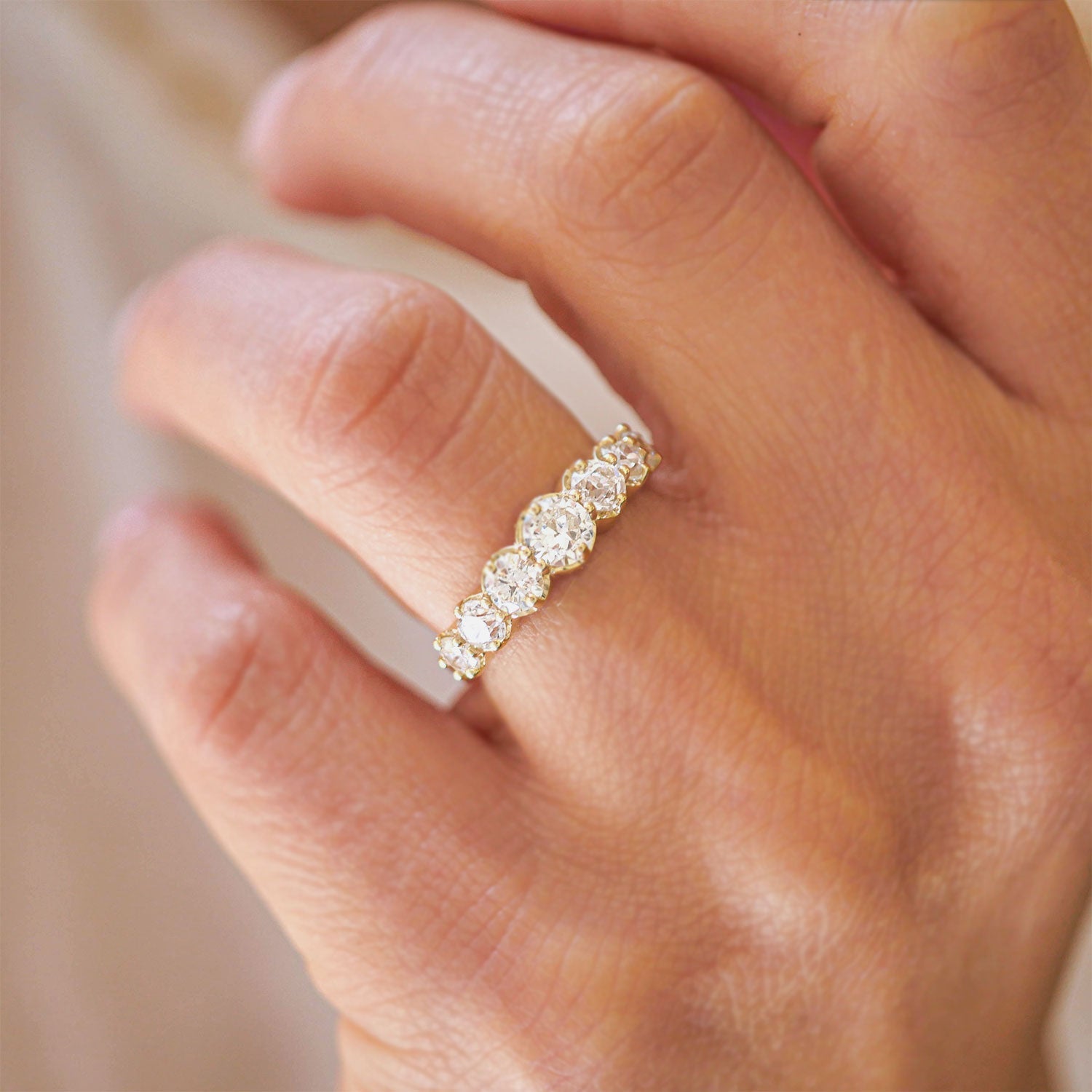 0.25 TCW Round Shaped Half Eternity Lab Grown Diamond Wedding Band