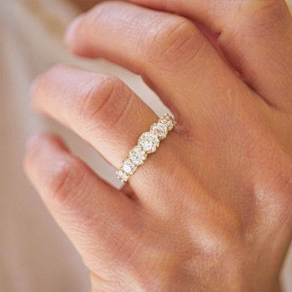 0.25 TCW Round Shaped Half Eternity Lab Grown Diamond Wedding Band