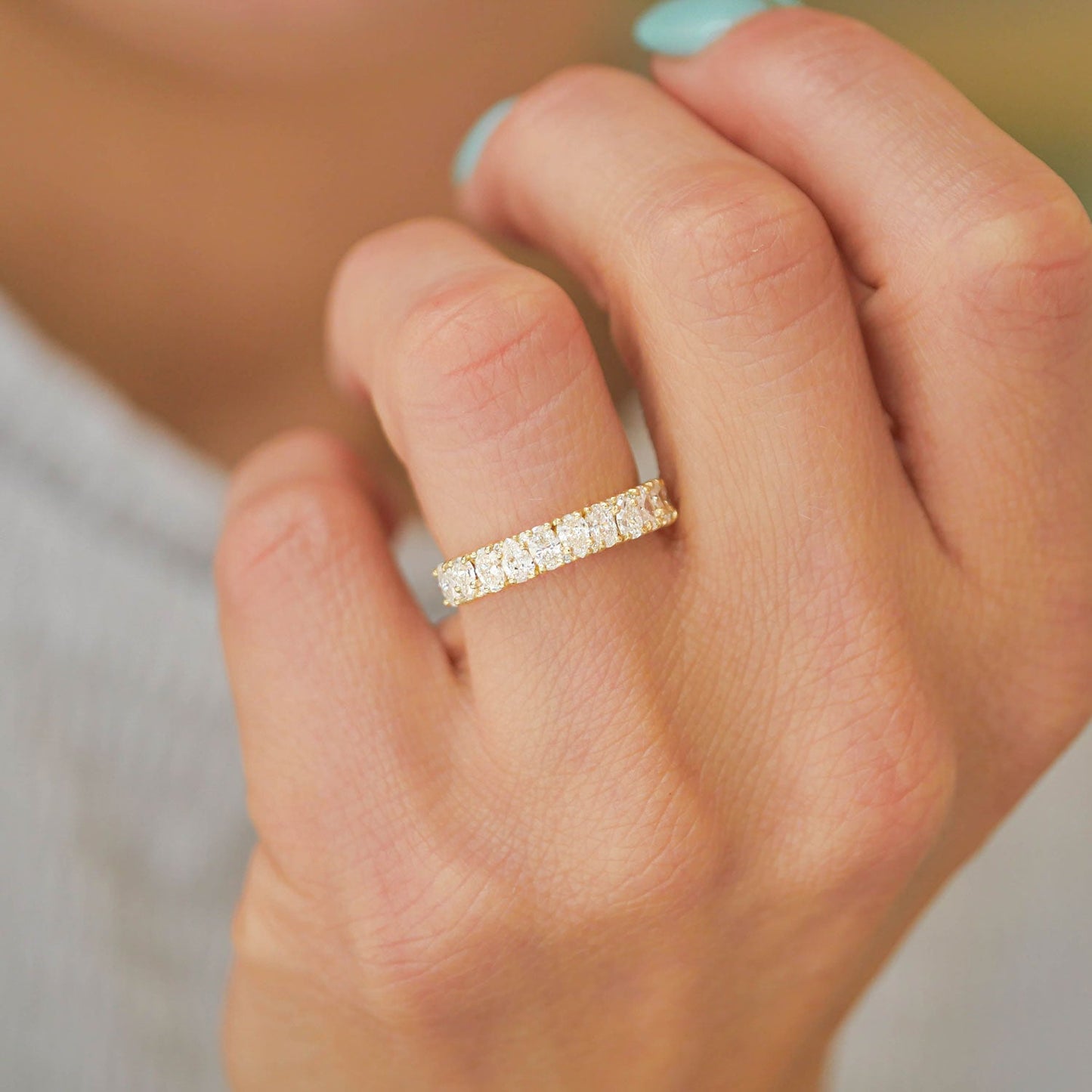 0.25 TCW Round Shaped Half Eternity Lab Grown Diamond Wedding Band