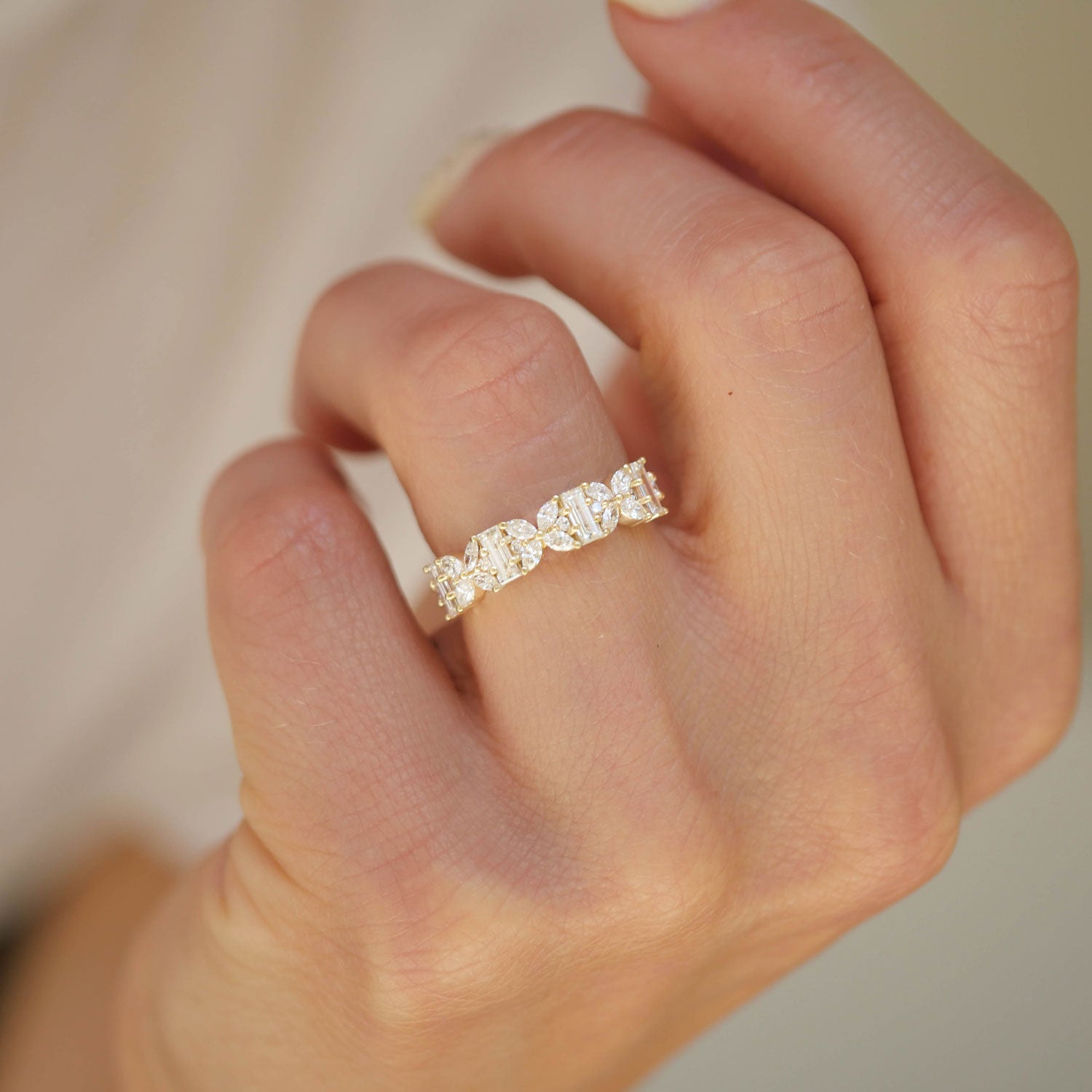 0.25 TCW Round Shaped Half Eternity Lab Grown Diamond Wedding Band