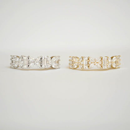 0.25 TCW Round Shaped Half Eternity Lab Grown Diamond Wedding Band