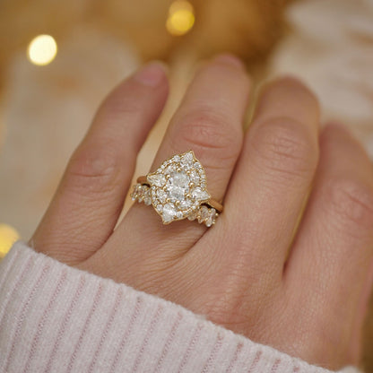 Marquise Shaped Three Stone Lab Grown Diamond Engagement Ring