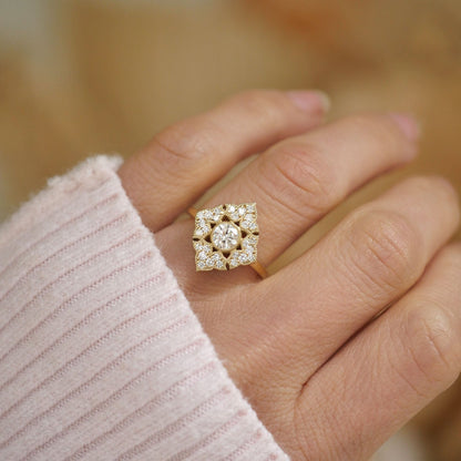 Marquise Shaped Three Stone Lab Grown Diamond Engagement Ring