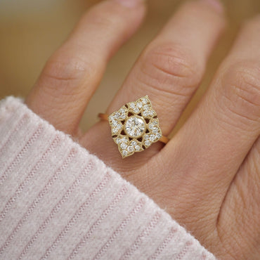 Marquise Shaped Three Stone Lab Grown Diamond Engagement Ring