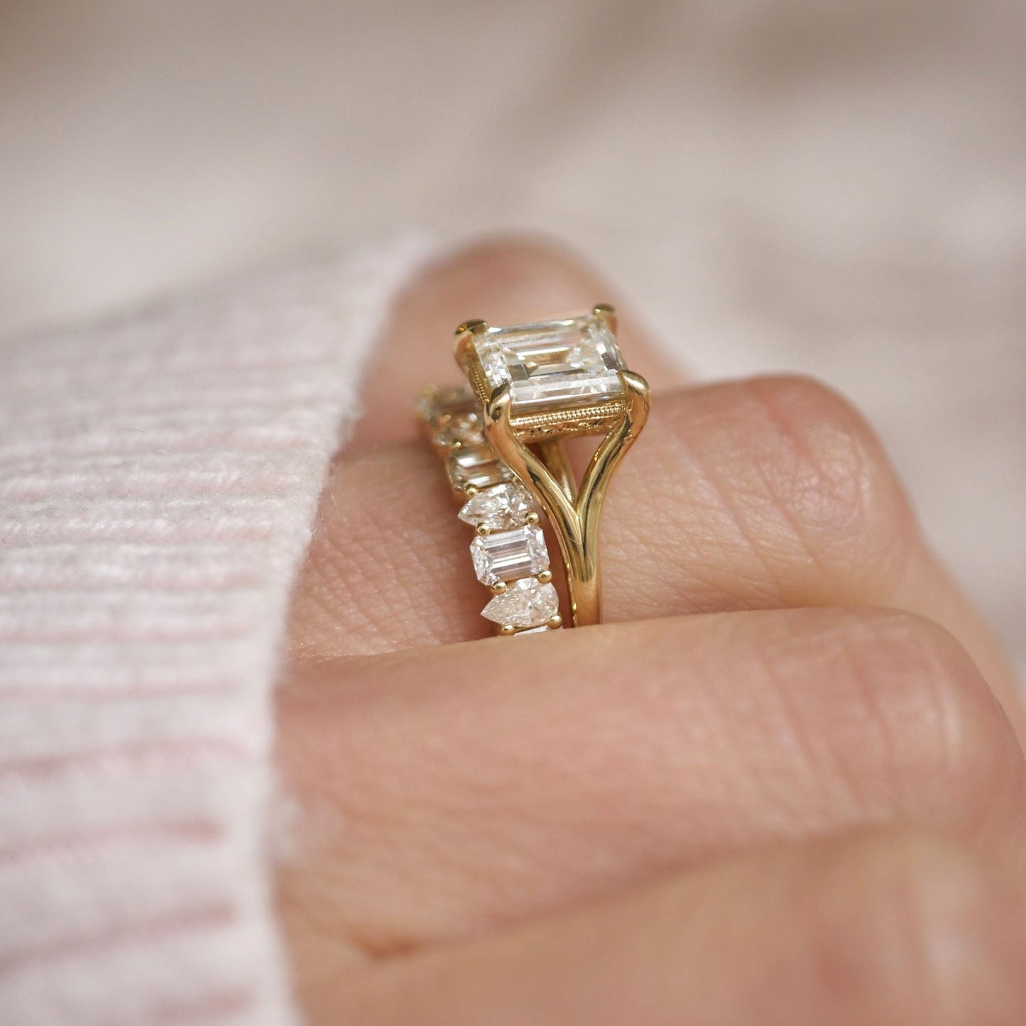 0.25 TCW Round Shaped Half Eternity Lab Grown Diamond Wedding Band