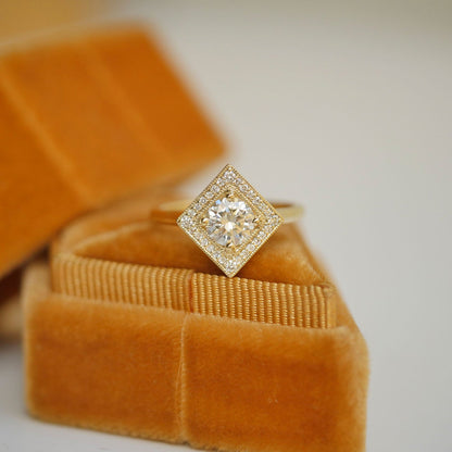 Marquise Shaped Three Stone Lab Grown Diamond Engagement Ring