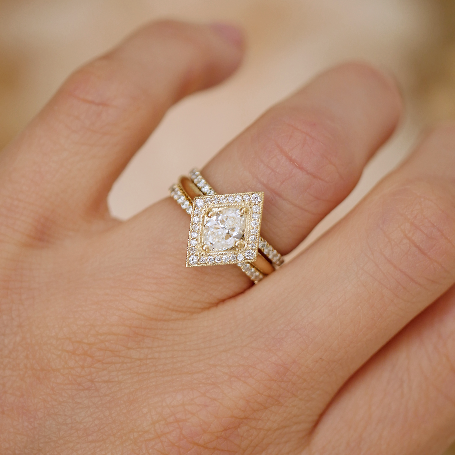 Marquise Shaped Three Stone Lab Grown Diamond Engagement Ring