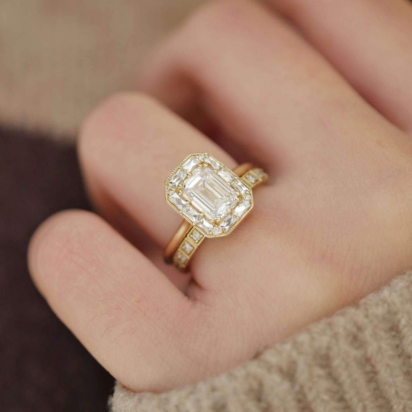 Marquise Shaped Three Stone Lab Grown Diamond Engagement Ring