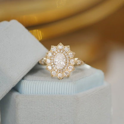 Marquise Shaped Three Stone Lab Grown Diamond Engagement Ring