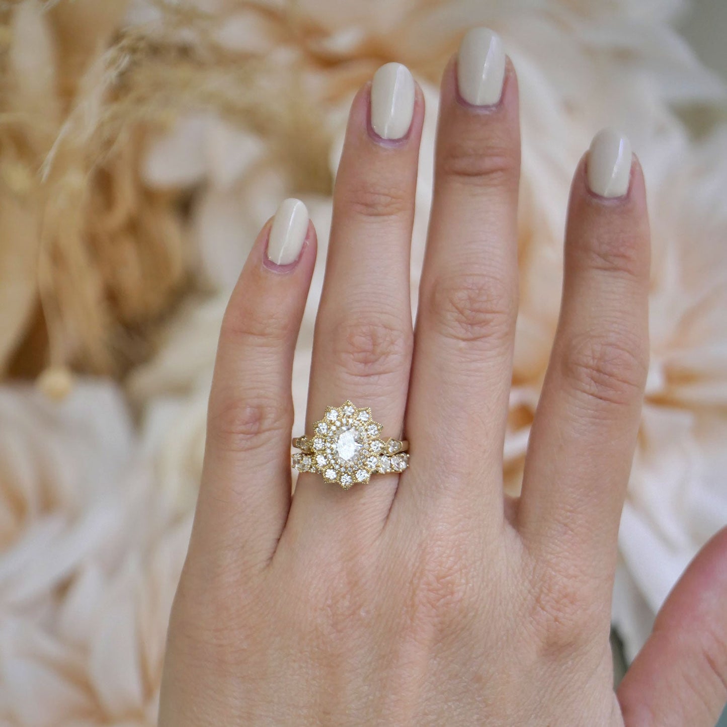 Marquise Shaped Three Stone Lab Grown Diamond Engagement Ring