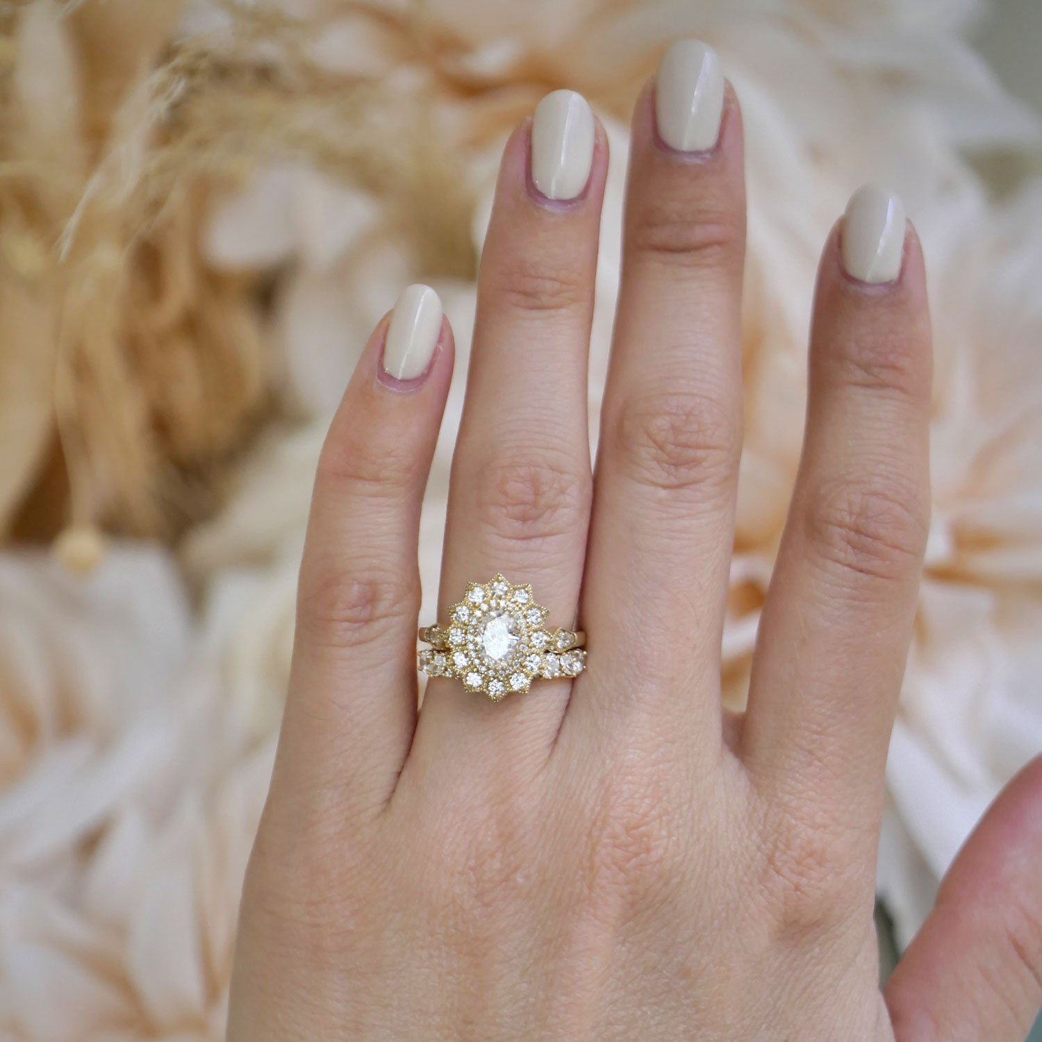 Marquise Shaped Three Stone Lab Grown Diamond Engagement Ring