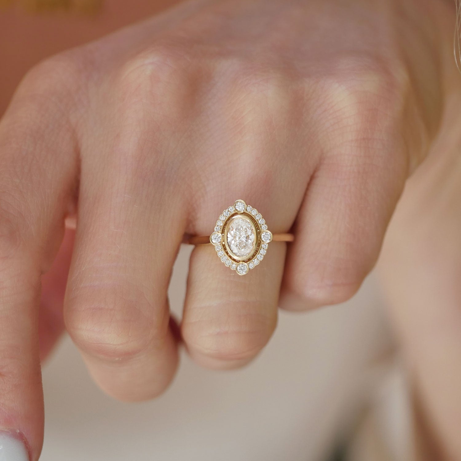 Marquise Shaped Three Stone Lab Grown Diamond Engagement Ring