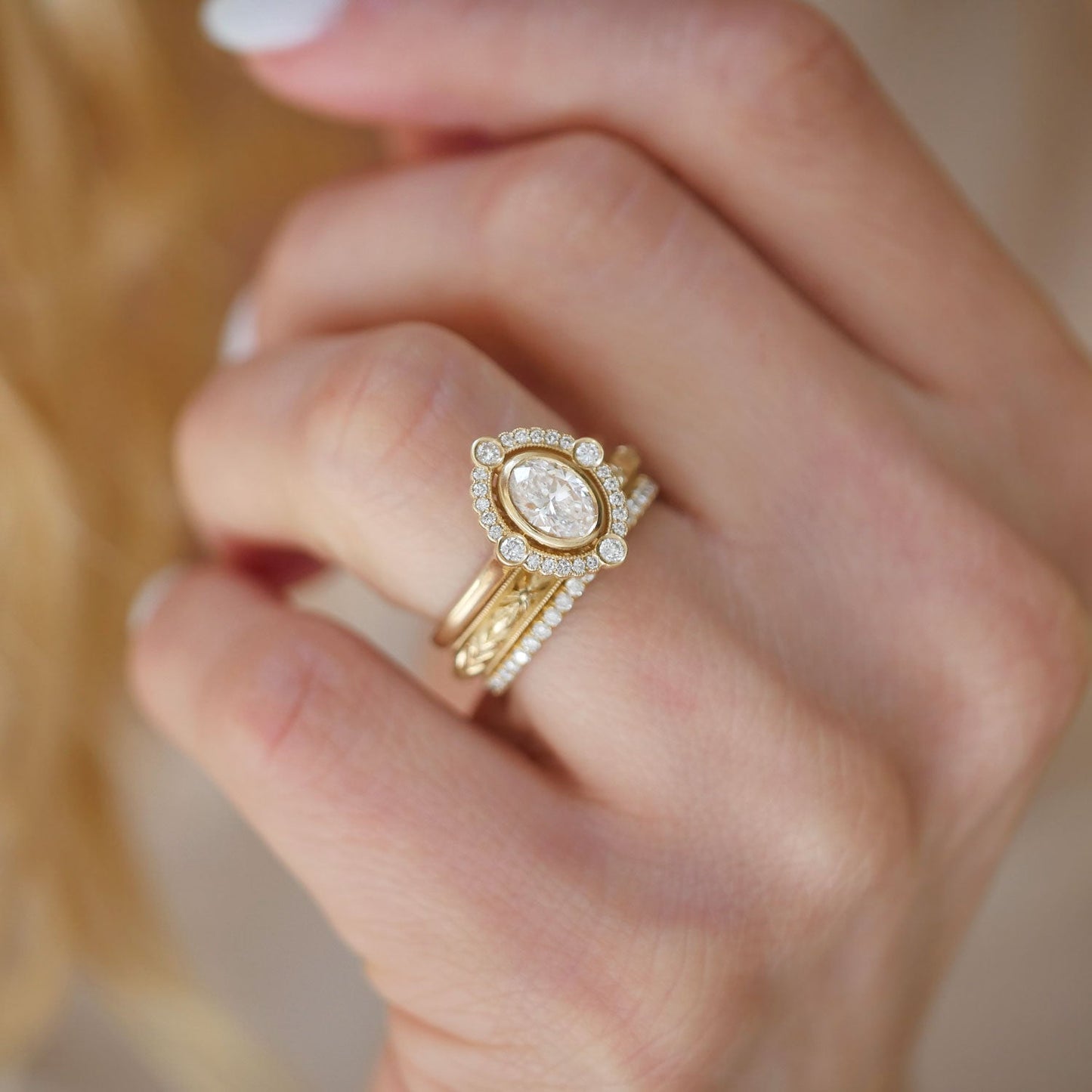 Marquise Shaped Three Stone Lab Grown Diamond Engagement Ring