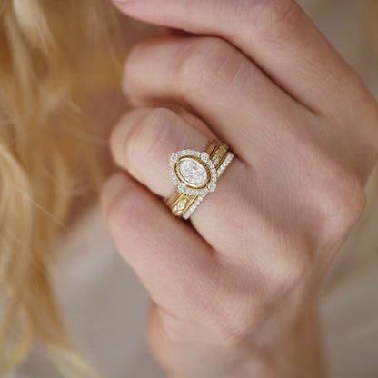 Marquise Shaped Three Stone Lab Grown Diamond Engagement Ring