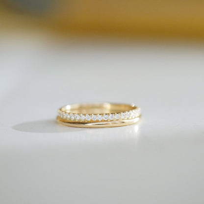 0.25 TCW Round Shaped Half Eternity Lab Grown Diamond Wedding Band