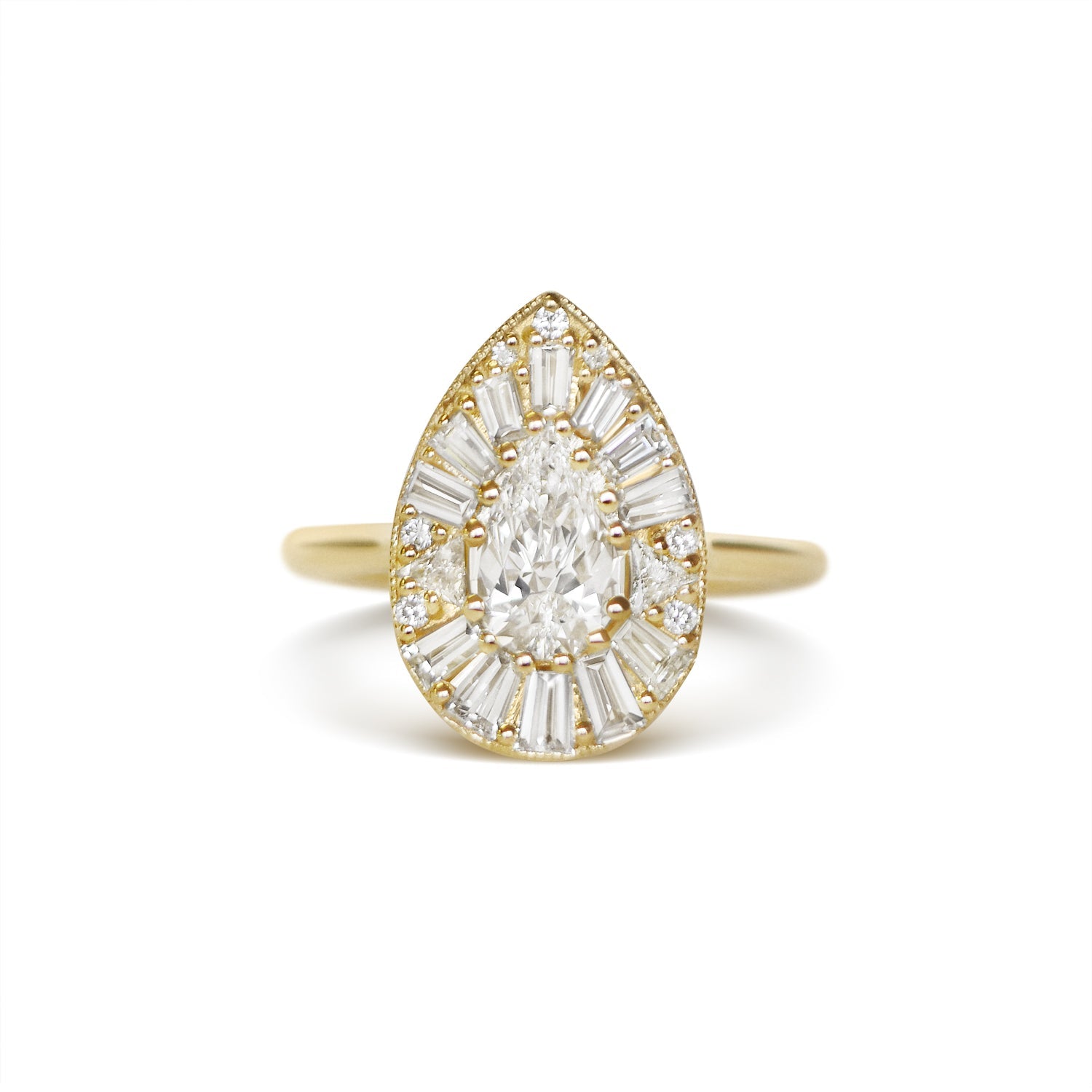 Marquise Shaped Three Stone Lab Grown Diamond Engagement Ring
