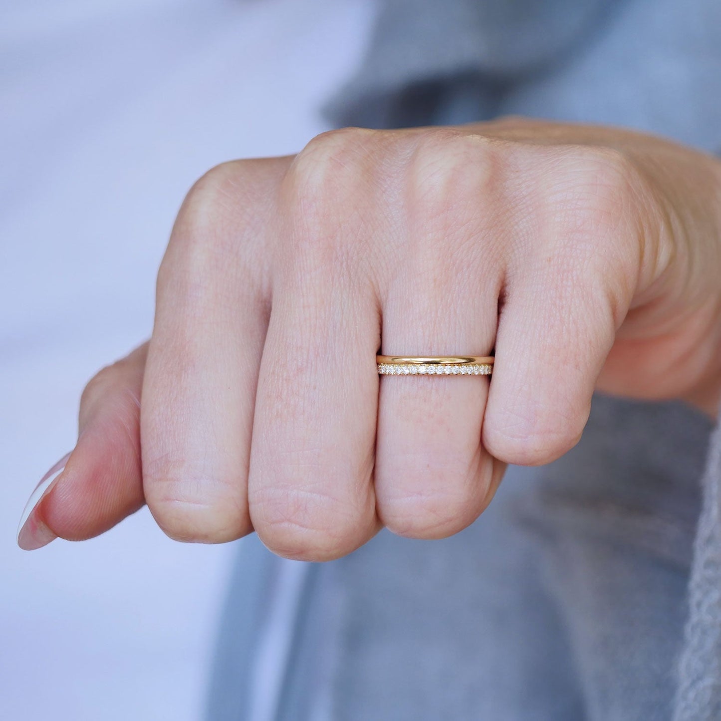 0.25 TCW Round Shaped Half Eternity Lab Grown Diamond Wedding Band