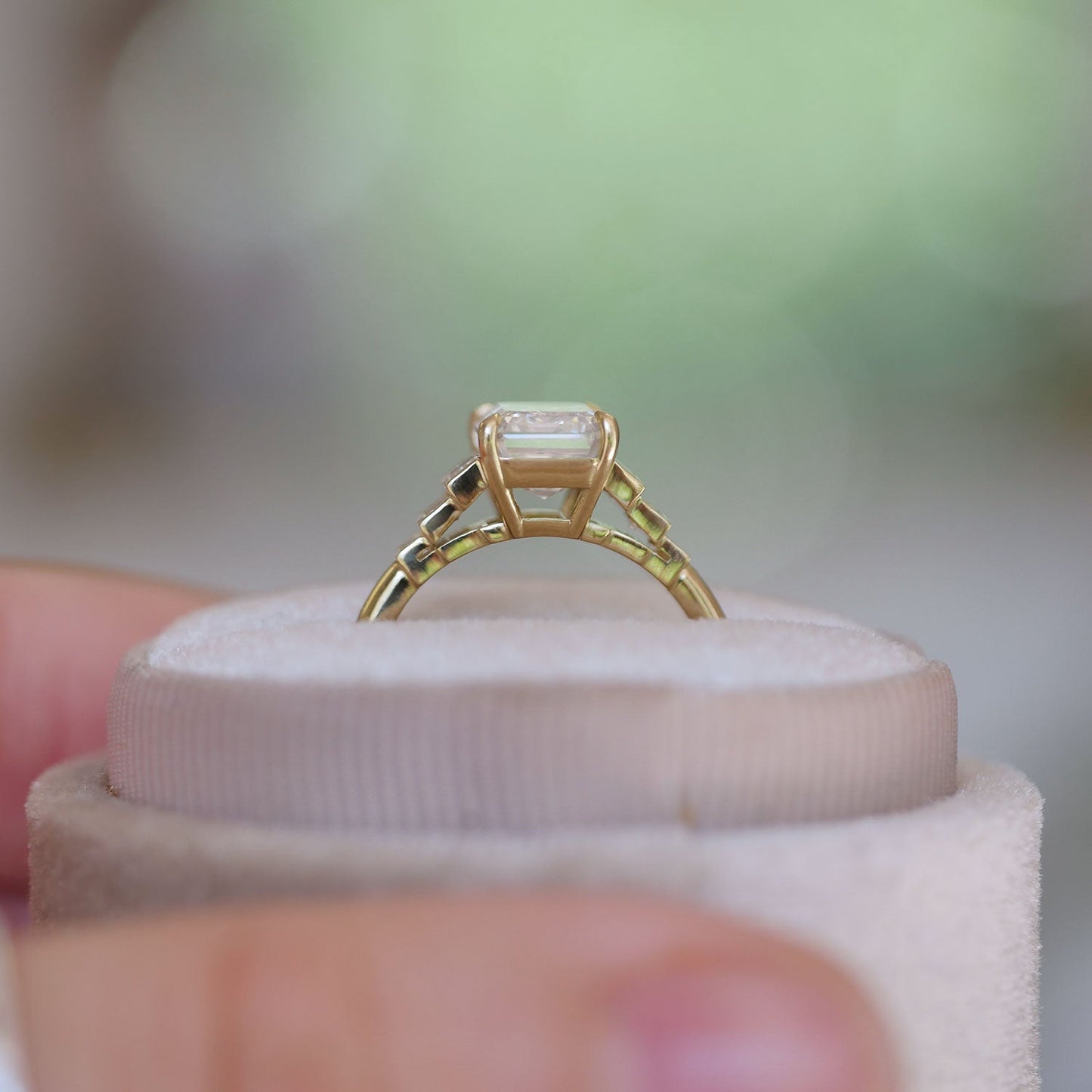 Marquise Shaped Three Stone Lab Grown Diamond Engagement Ring