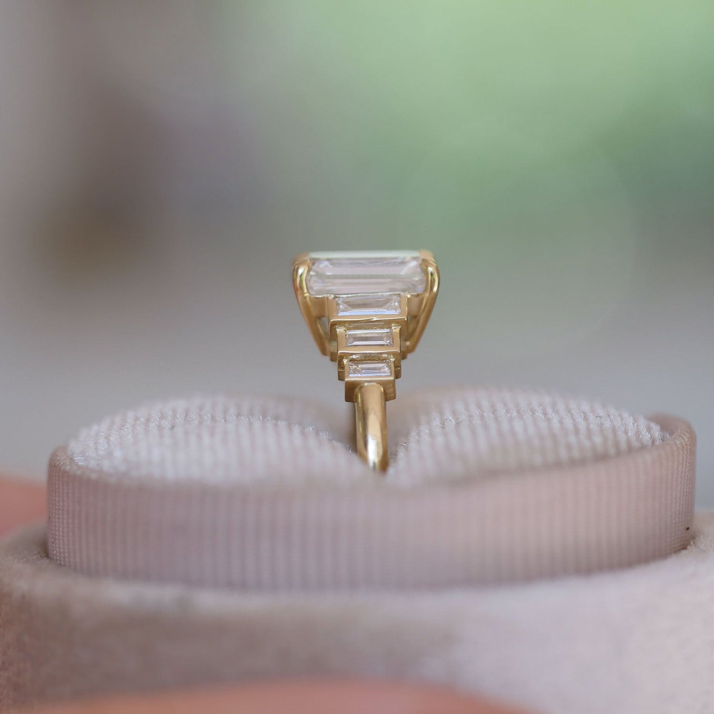 Marquise Shaped Three Stone Lab Grown Diamond Engagement Ring