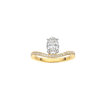 Timeless 0.71 CT Oval Cut Swirl Unique Pave Lab Grown Diamond Engagement Ring