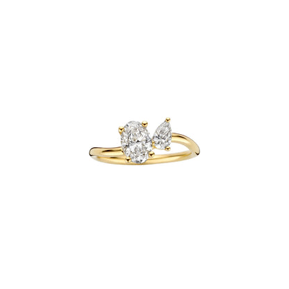 Timeless 1.4 TCW Oval & Pear Cut Toi Et Moi Styled Lab Grown Diamond Engagement Ring