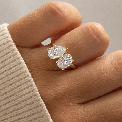 Marquise Shaped Three Stone Lab Grown Diamond Engagement Ring