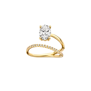 Timeless 1.2 CT Oval Cut Swirl Open End Pave Styled Lab Grown Diamond Engagement Ring