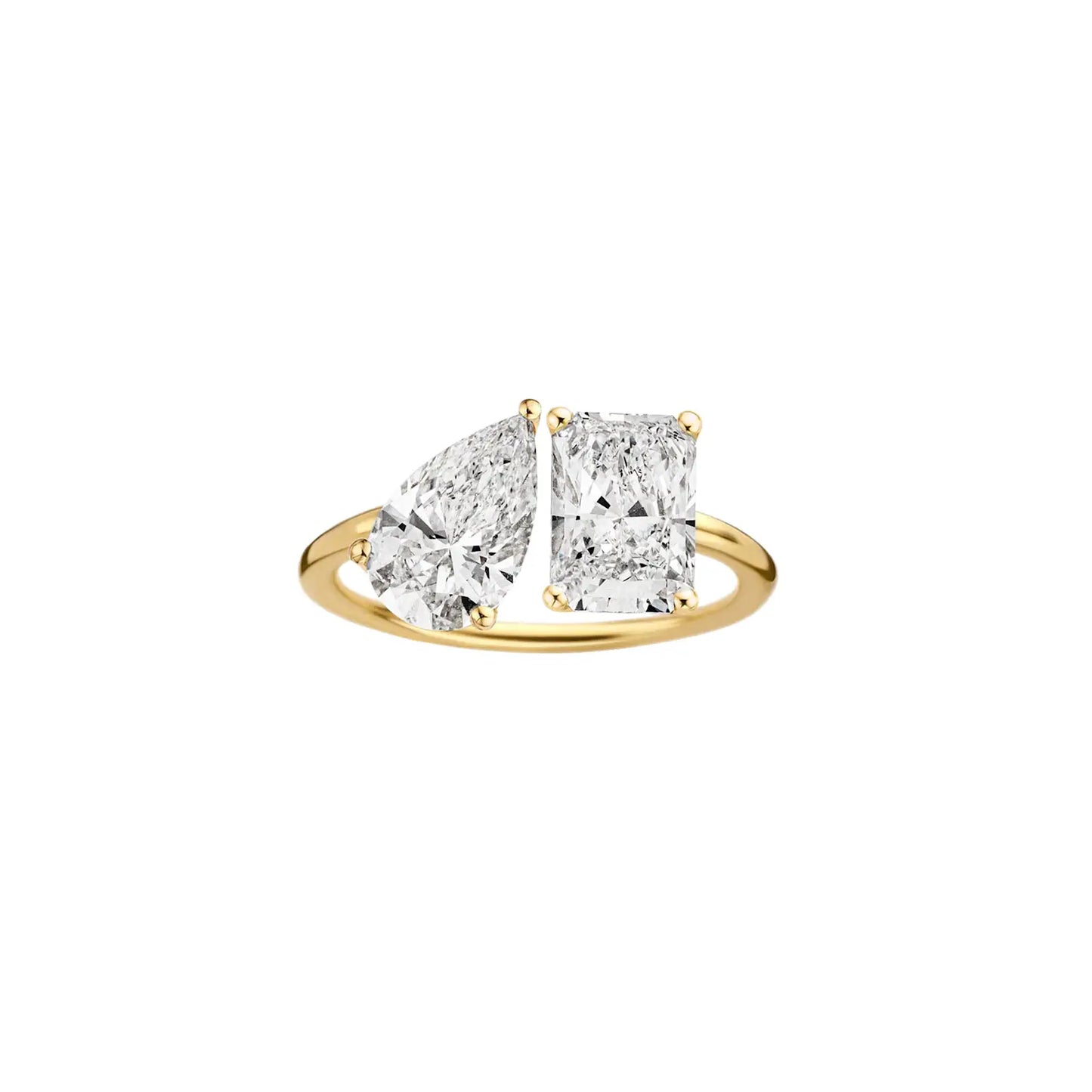 Timeless 2.75 CT Radiant & Pear Cut Toi Eti Moi Setting Lab Grown Diamond Engagement Ring